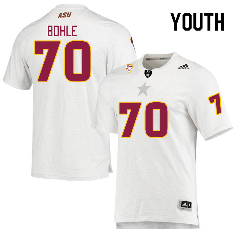 Youth #70 Emmit Bohle Arizona State Sun Devils College Football Jerseys Stitched Sale-White - Click Image to Close